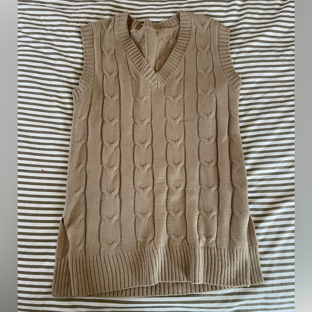 Beige sweater vest dress